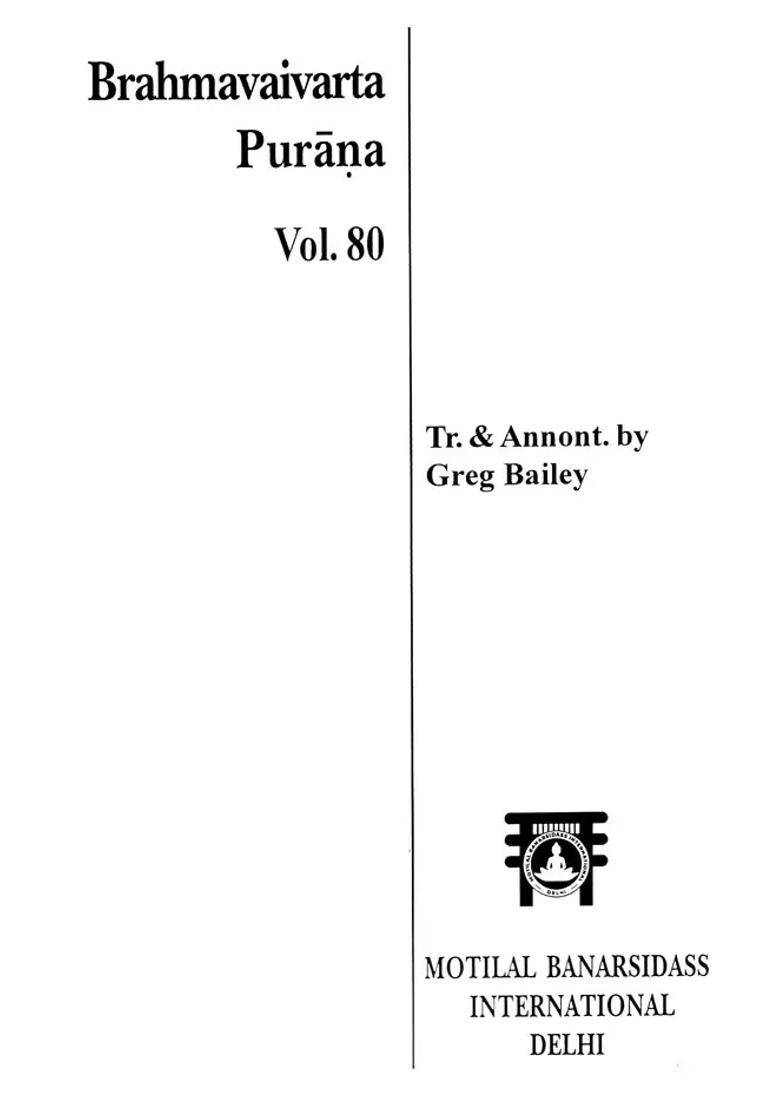 The Brahmavaivarta Purana- Ganesa Khanda Volume 80 - Indya