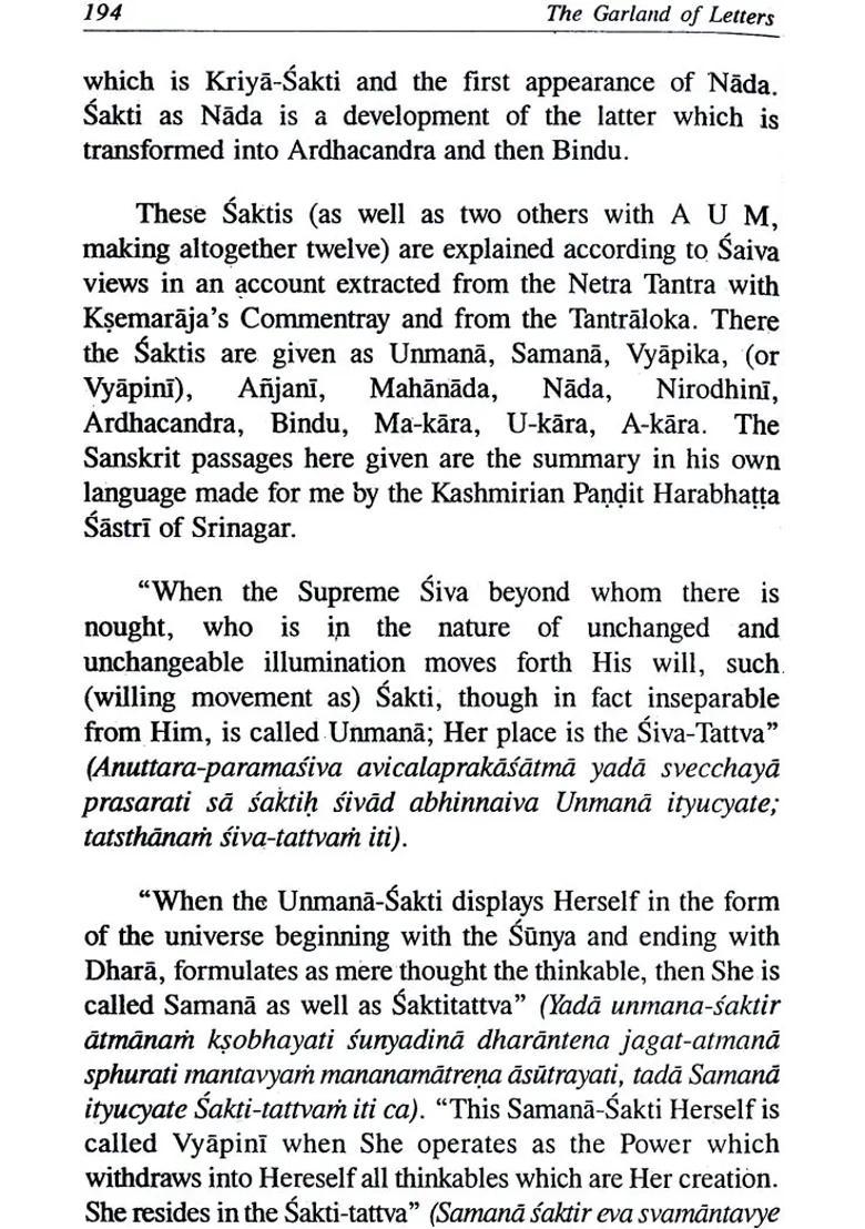 The Garland Of Letters Essays On Tantra/Mantra Sastra The Selected Works Of Sir John Woodroffe - Indya