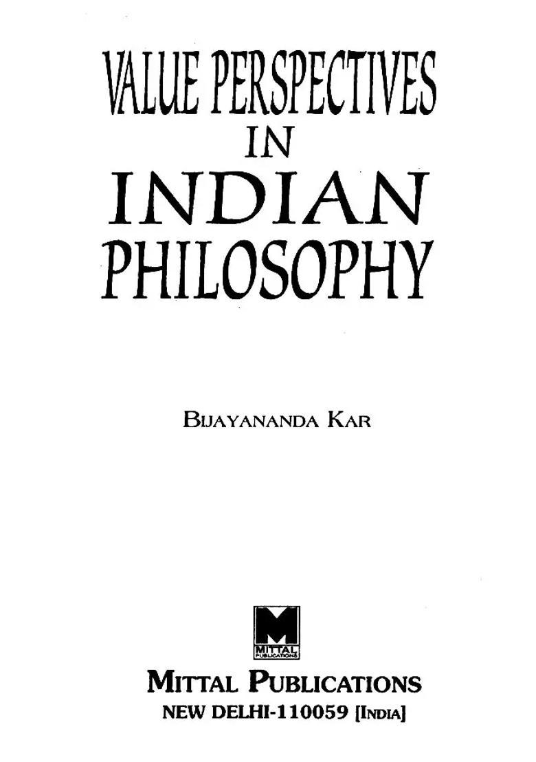 Value Perspectives In Indian Philosophy - Indya