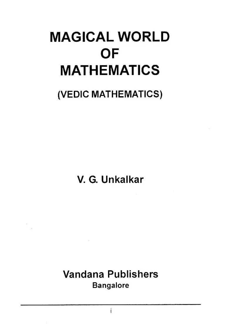 Magical World Of Mathematics Vedic Mathematics - Indya