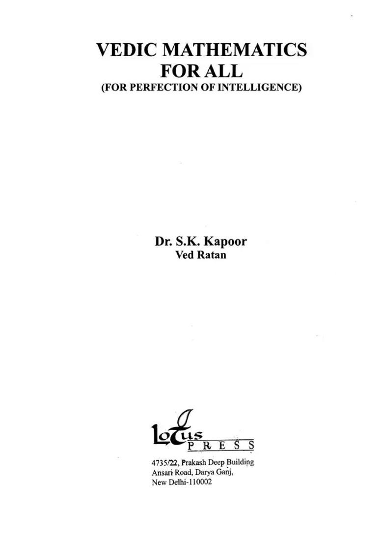 Vedic Mathematics For All - Indya