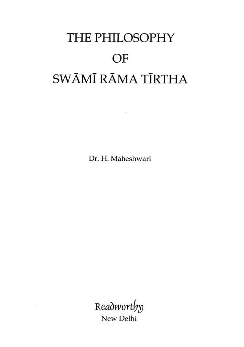 The Philosophy Of Swami Rama Tirtha - Indya