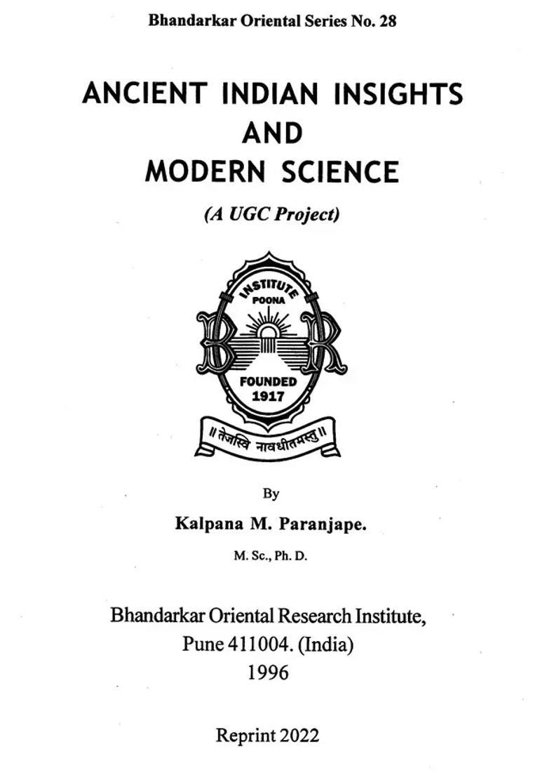 Ancient Indian Insights And Modern Science A Rare Book - Indya