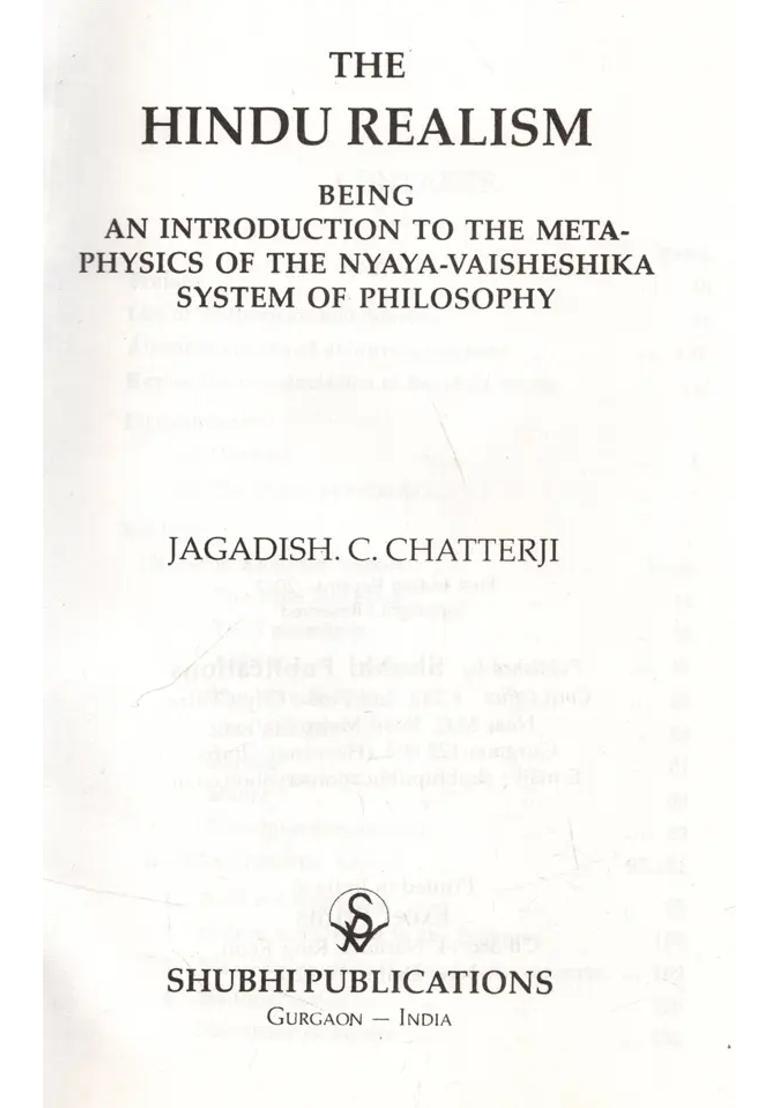 The Hindu Realism- Being An Introduction To The Meta-Physics Of The Nyaya-Vaisheshika System Of Philosophy - Indya