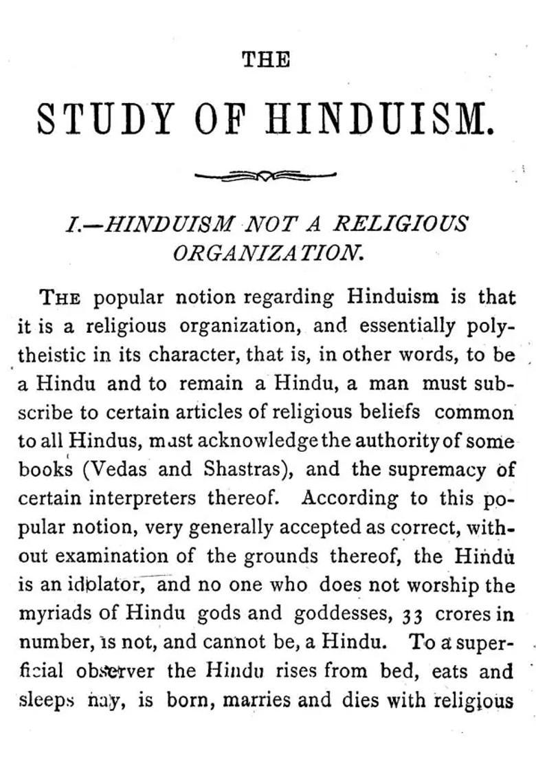 An Introduction To The Study Of Hinduism An Old And Rare Book - Indya