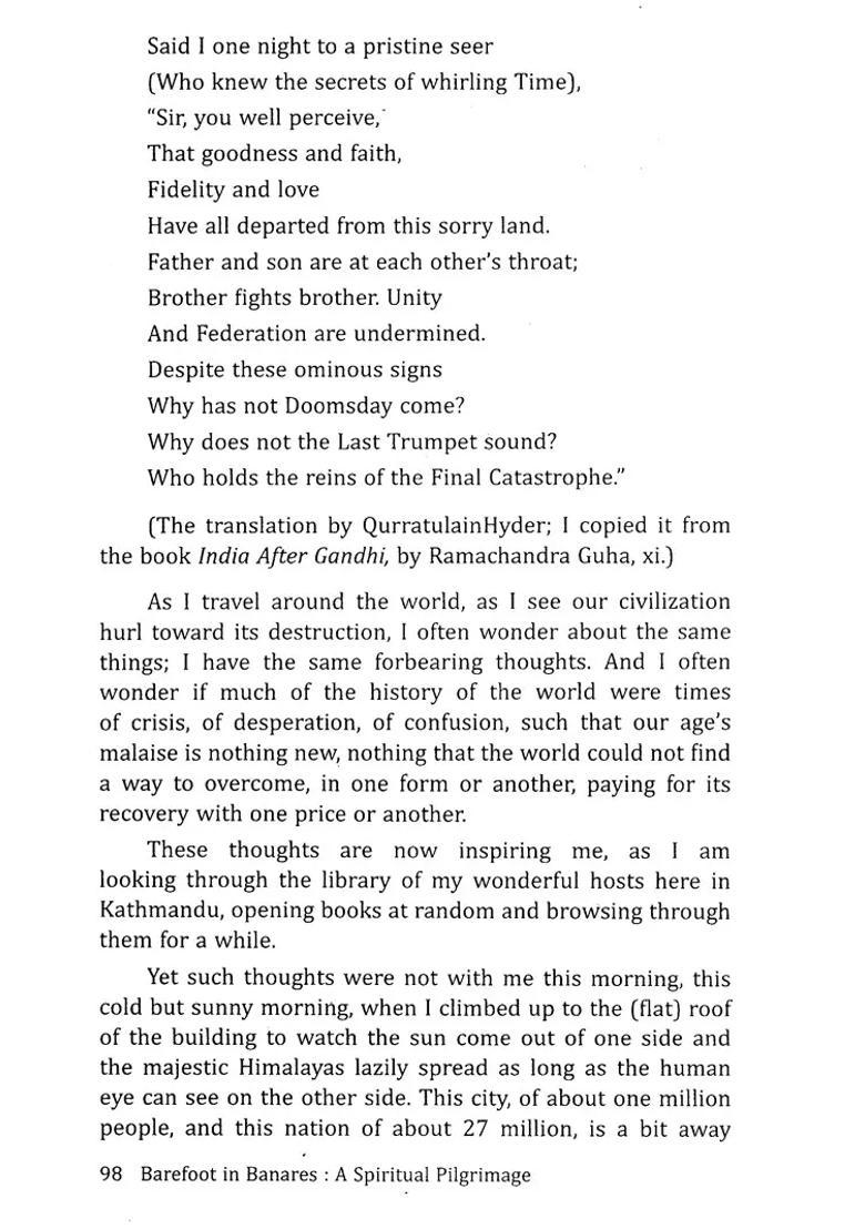 Barefoot In Banares A Spiritual Pilgrimage - Indya