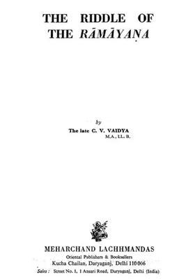 The Riddle Of The Ramayana An Old And Rare Book