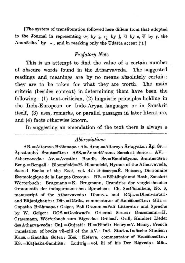 On The Interpretation Of Some Doubtful Words In The Atharvaveda And Other Essays - Indya