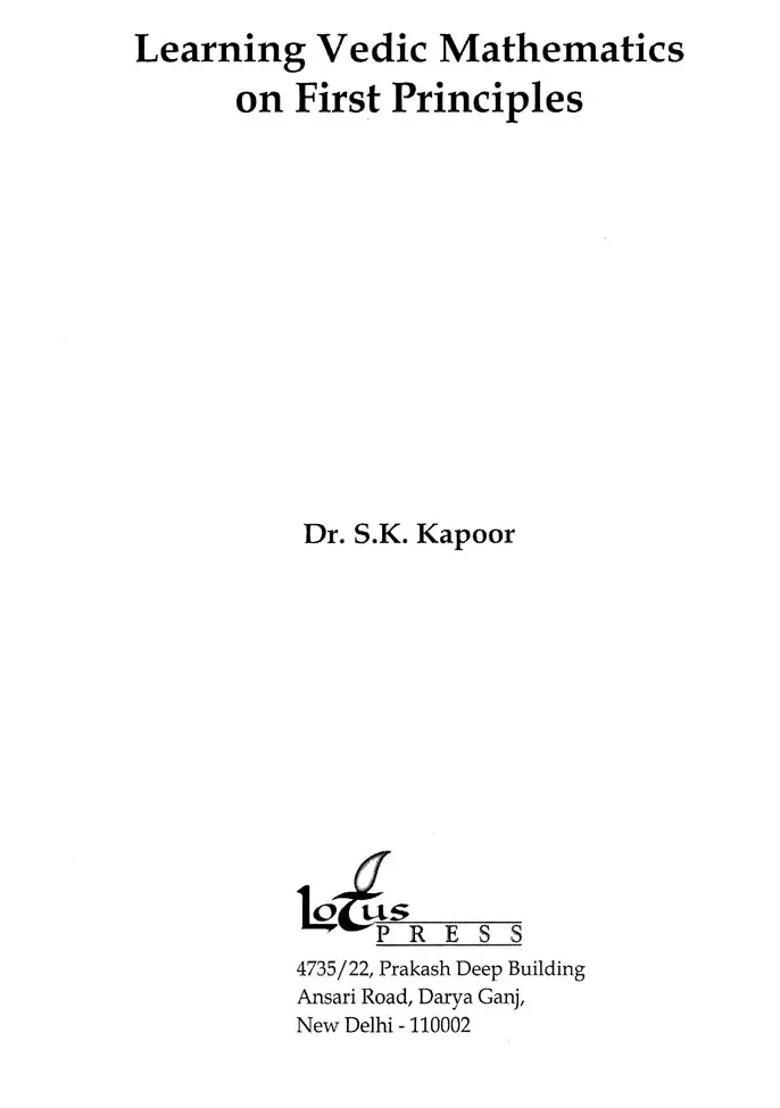Learning Vedic Mathematics On First Principles - Indya