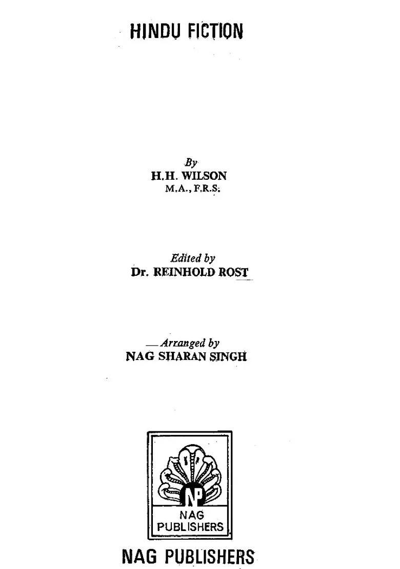 Hindu Fiction An Old And Rare Book - Indya