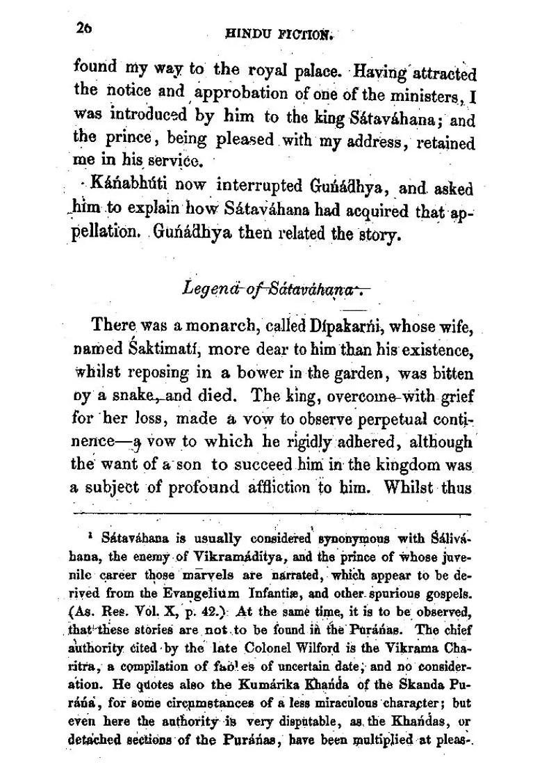 Hindu Fiction An Old And Rare Book - Indya