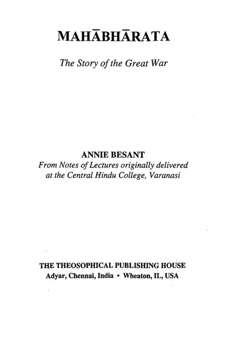 Mahabharata The Story Of The Great War - Indya