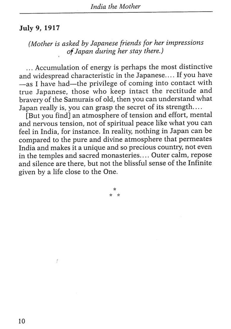 India The Mother A Selection From Mother