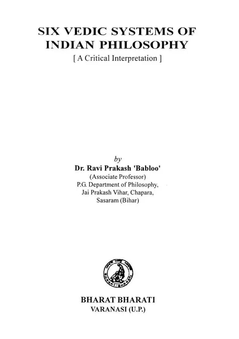 Six Vedic Systems Of Indian Philosophy A Critical Interpretation - Indya