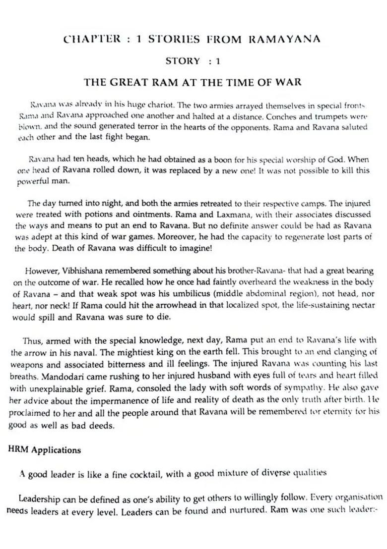 The Necklace Of Stories & Hrm Applications Selected Stories From Ramayana Mahabharata Panchatantra And Jatak Kathas - Indya