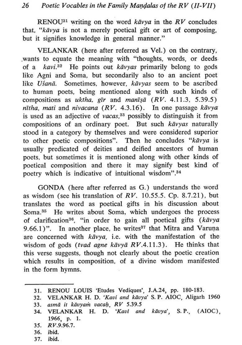 Poetic Vocables In The Family Mandalas Of The Rigveda Ii-Vii An Etymological Study An Old And Rare Book - Indya