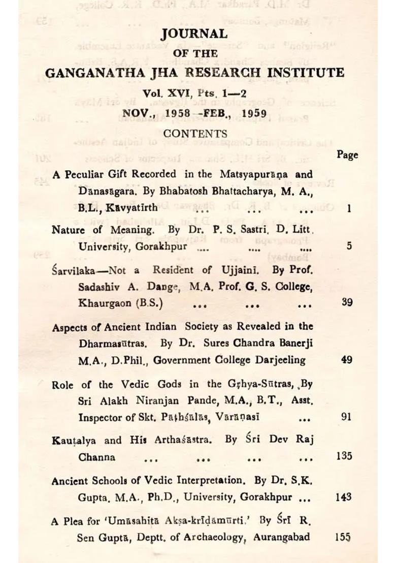 The Journal Of The Ganganatha Jha Research Institute Nov. 1958-Feb. 1959 Parts 1-2 An Old And Rare Book - Indya