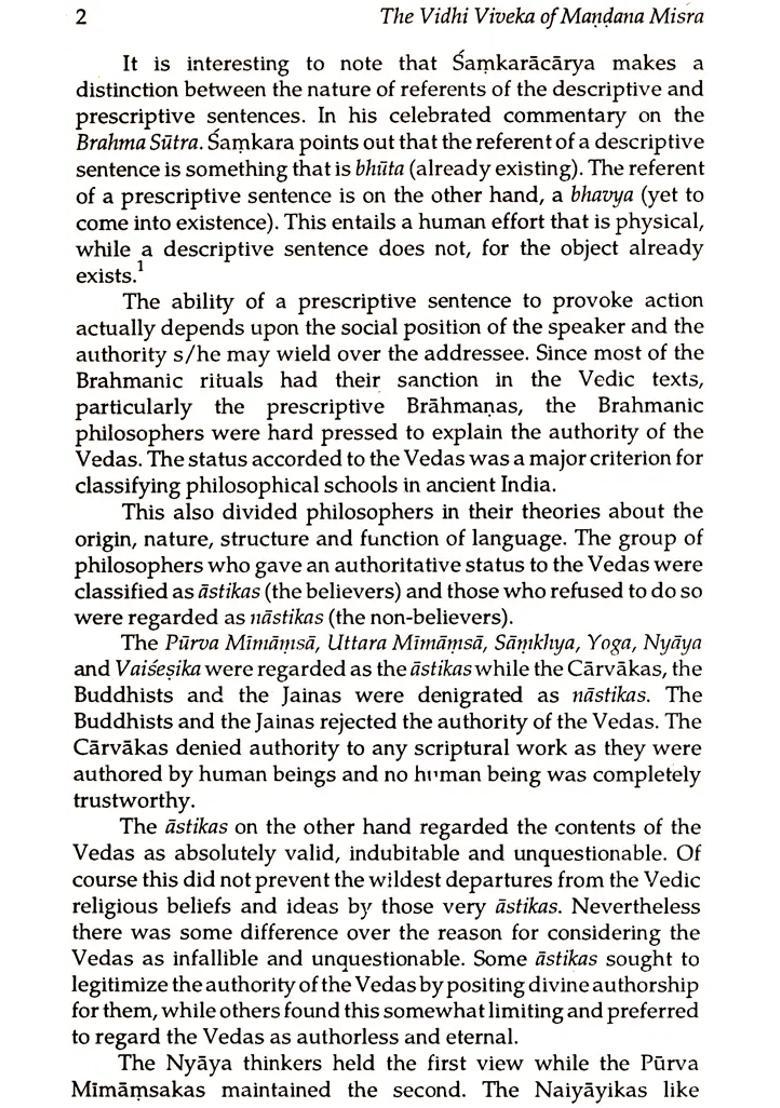 The Vidhi Viveka Of Mandana Misra Understanding Vedic Injunctions An Old Book - Indya