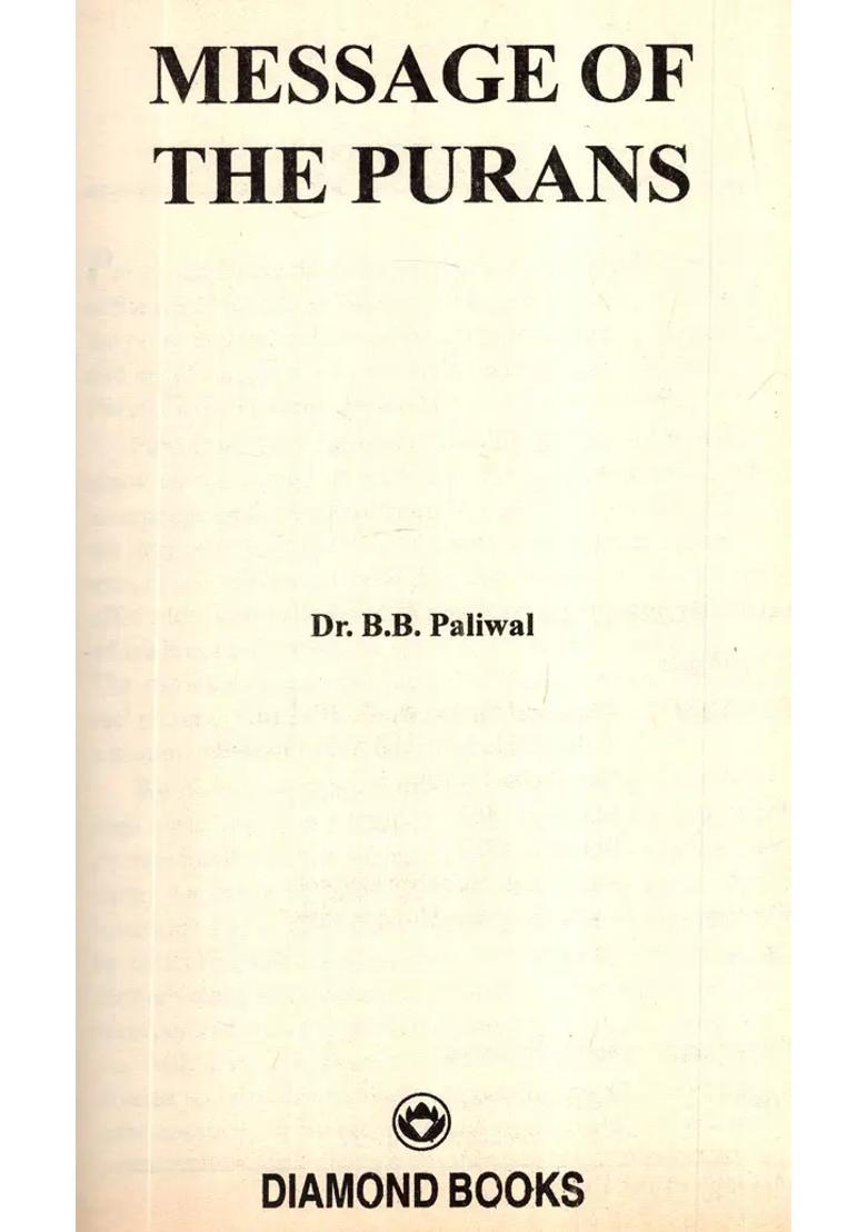 Message Of The Purans An Old And Rare Book - Indya