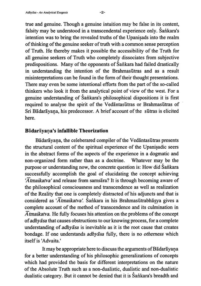 Adhyasa- An Analytical Exegesis On Sri Sankara - Indya