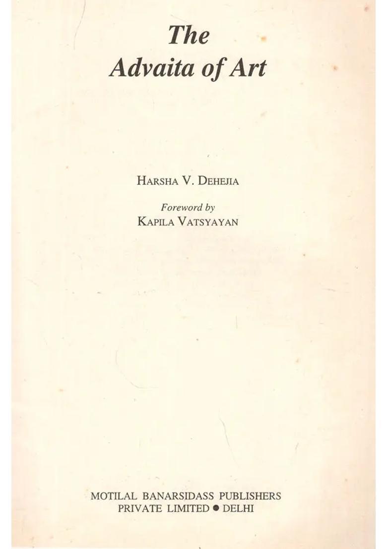 The Advaita Of Art An Old And Rare Book - Indya