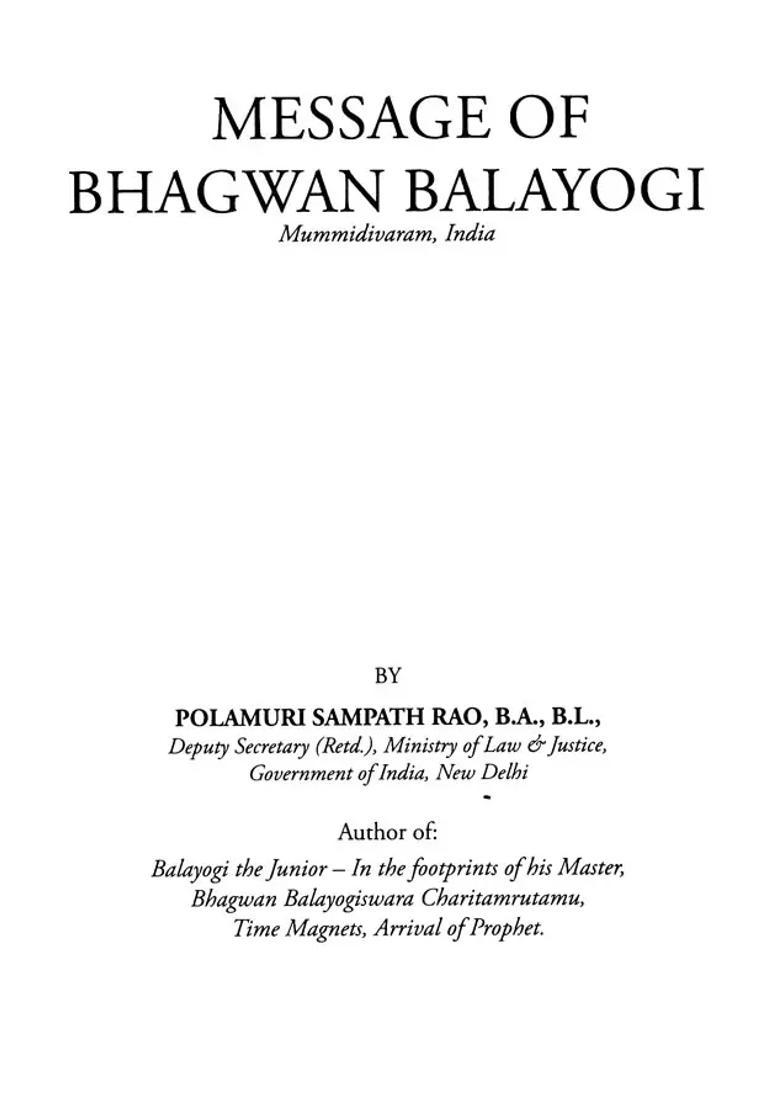 Message Of Bhagwan Balayogi - Indya