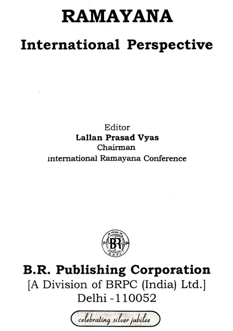 Ramayana International Perspective - Indya