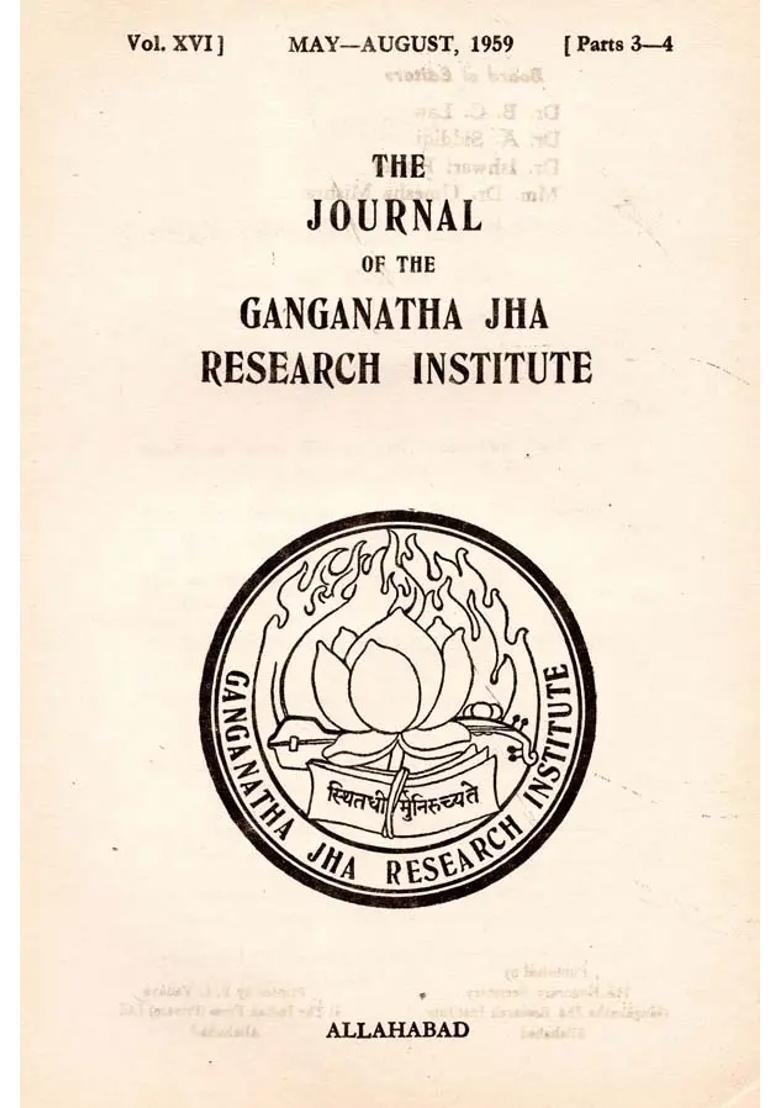 The Journal Of The Ganganatha Jha Research Institute May-August 1959 Parts 3-4 An Old And Rare Book - Indya