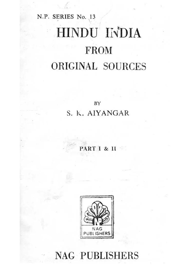 Hindu India From Original Sources An Old And Rare Book - Indya