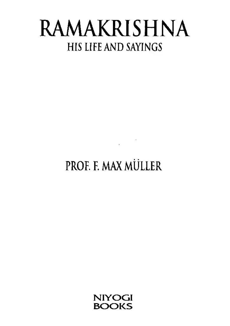 Ramakrishna- His Life And Sayings - Indya