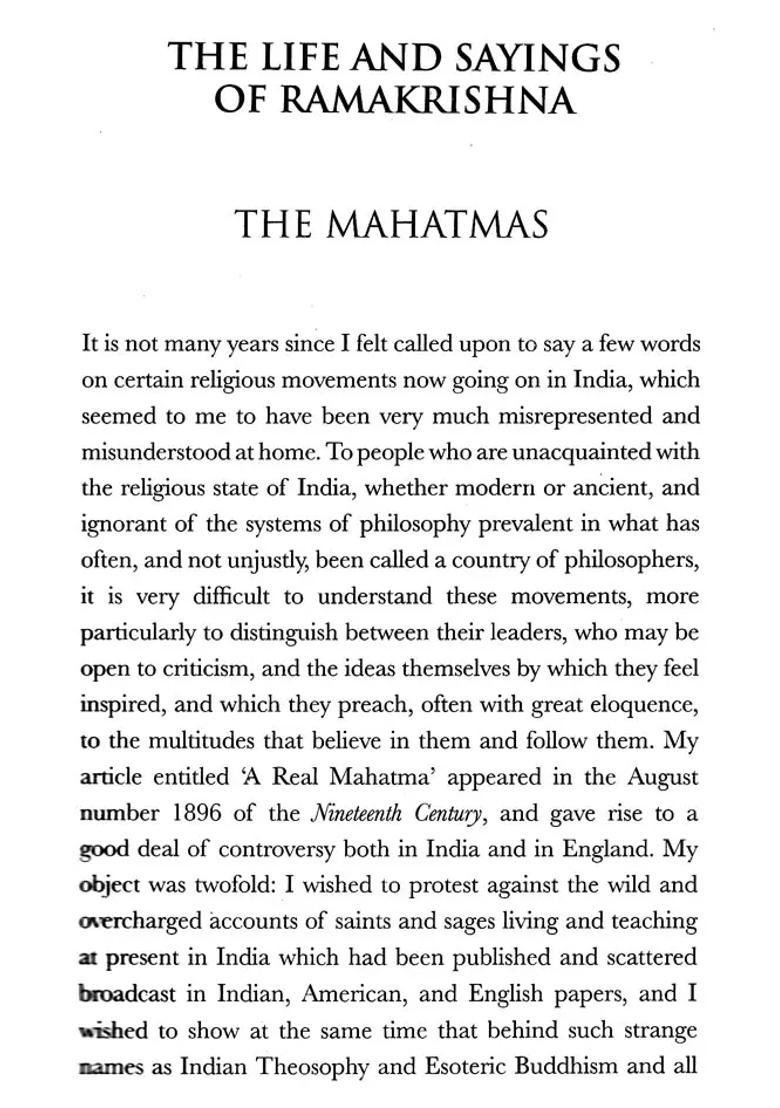 Ramakrishna- His Life And Sayings - Indya