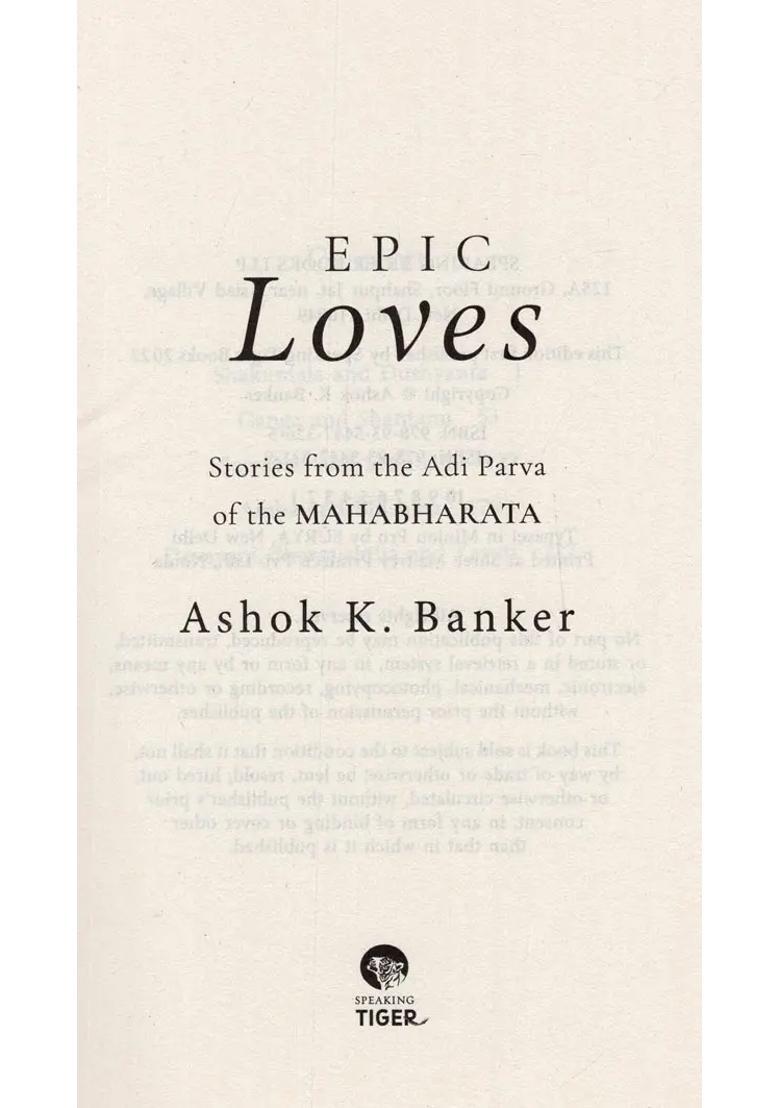 Epic Loves Stories From The Adi Parva Of The Mahabharata - Indya