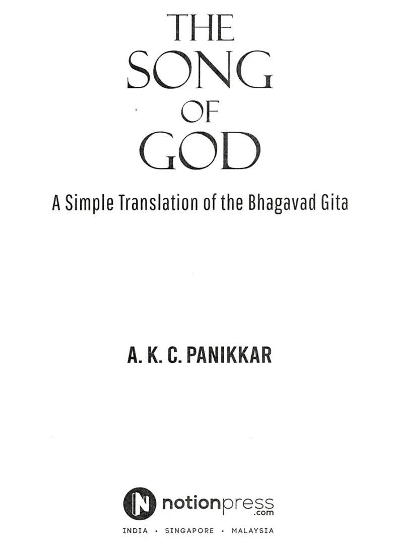 The Song Of God A Simple Translation Of The Bhagavad Gita - Indya