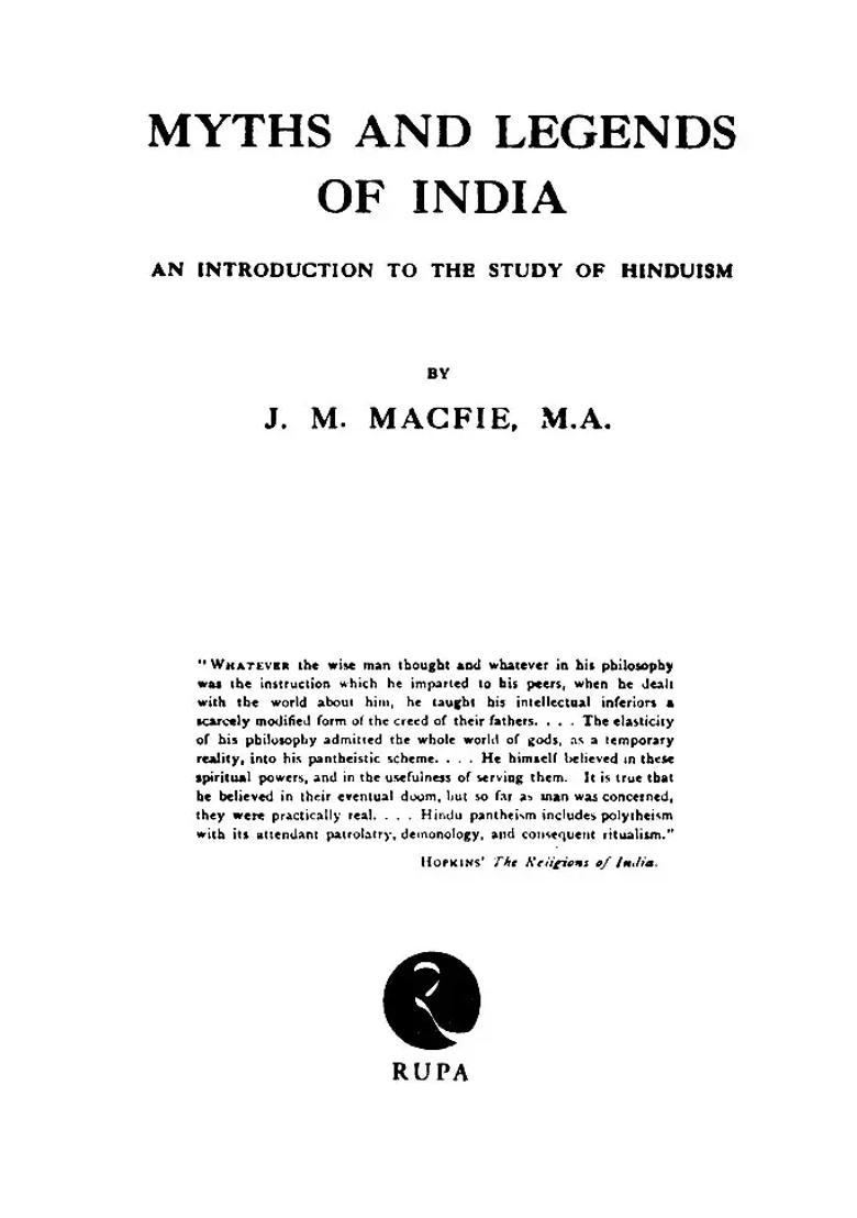 Myths And Legends Of India An Introduction To The Study Of Hinduism - Indya