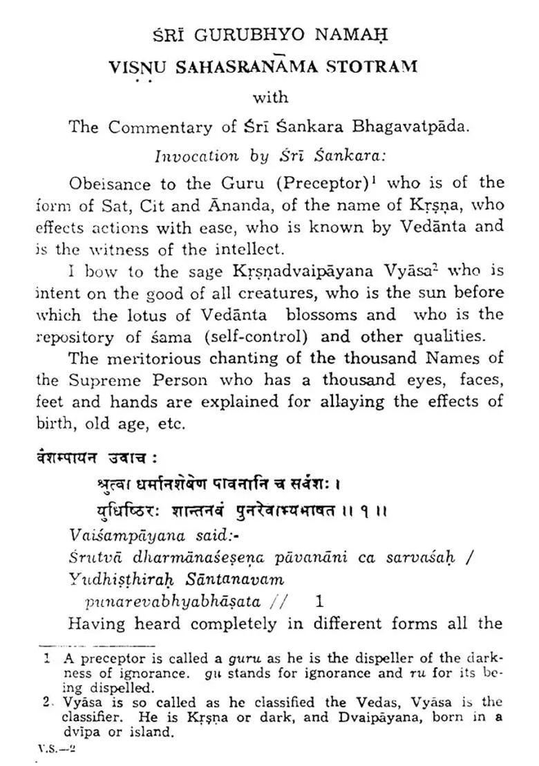 Sri Visnusahasranama Stotram With Commentary Of Sankaracarya - Indya
