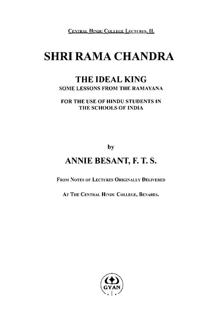 Sri Rama Chandra The Ideal King - Indya