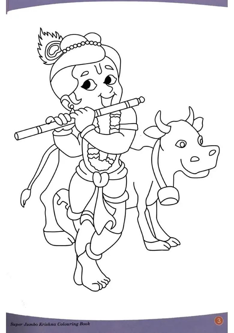 Super Jumbo Krishna Colouring Book A Pictorial Book - Indya