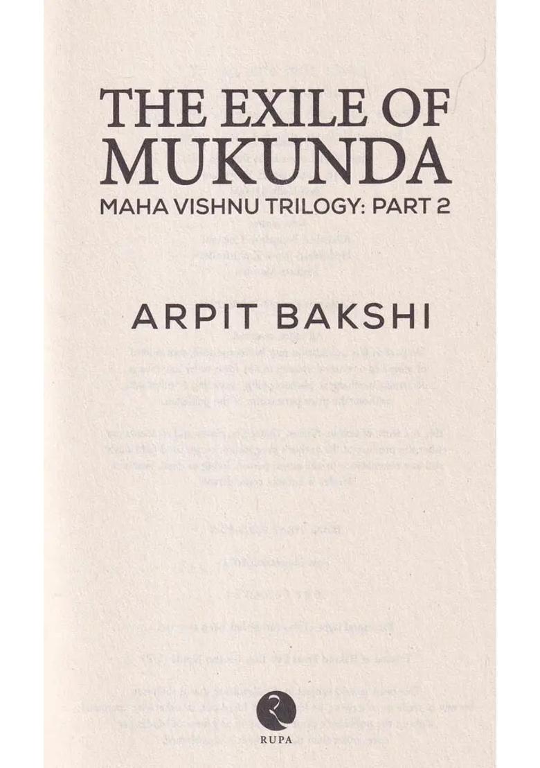 The Exile Of Mukunda Maha Vishnu Trilogy Part 2 - Indya