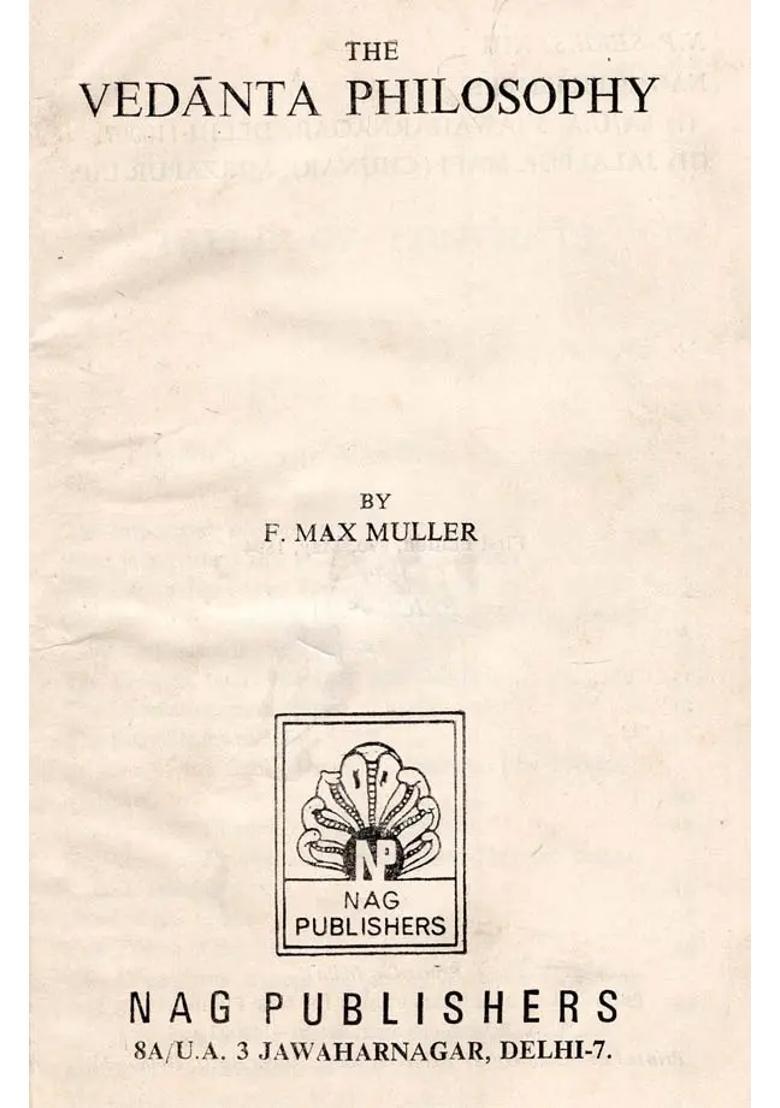 The Vedanta Philosophy An Old And Rare Book - Indya