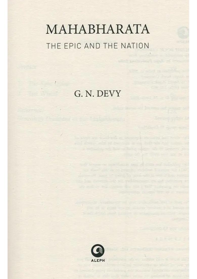 Mahabharata The Epic And The Nation - Indya