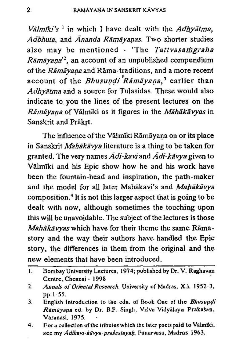 The Ramayana In Classical Sanskrit And Prakrt Mahakavya Literature - Indya