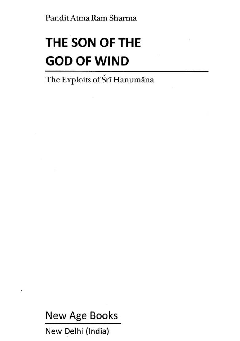 The Son Of The God Of Wind The Exploits Of Sri Hanumana - Indya