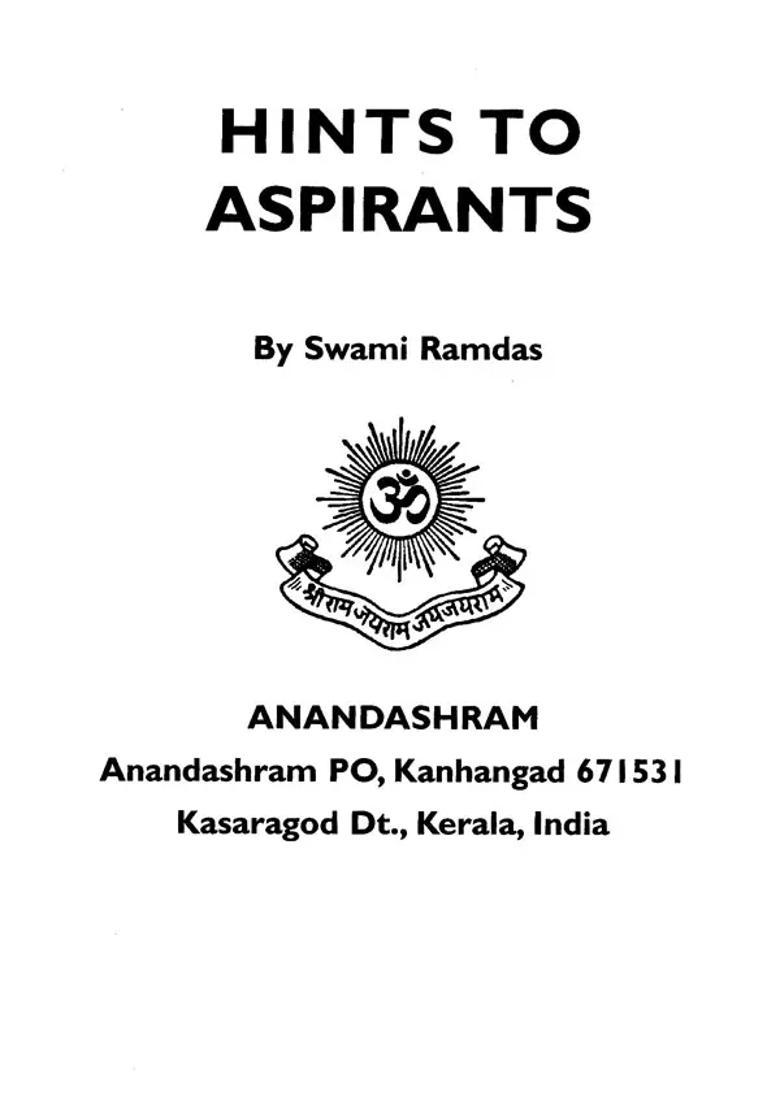 Hints To Aspirants Swami Ramdas - Indya