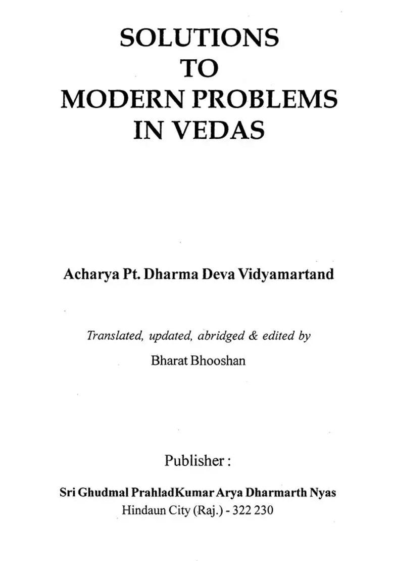 Solutions To Modern Problems In Vedas - Indya