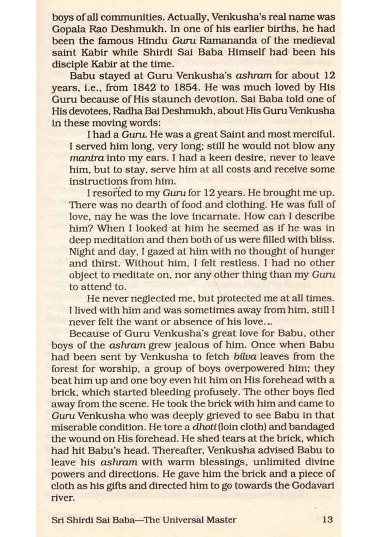 Sri Shirdi Sai Baba- The Universal Master - Indya