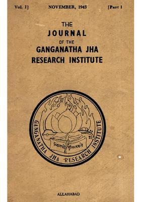 The Journal Of The Ganganath Jha Research Institute Vol-I Part-I November 1943 An Old And Rare Book
