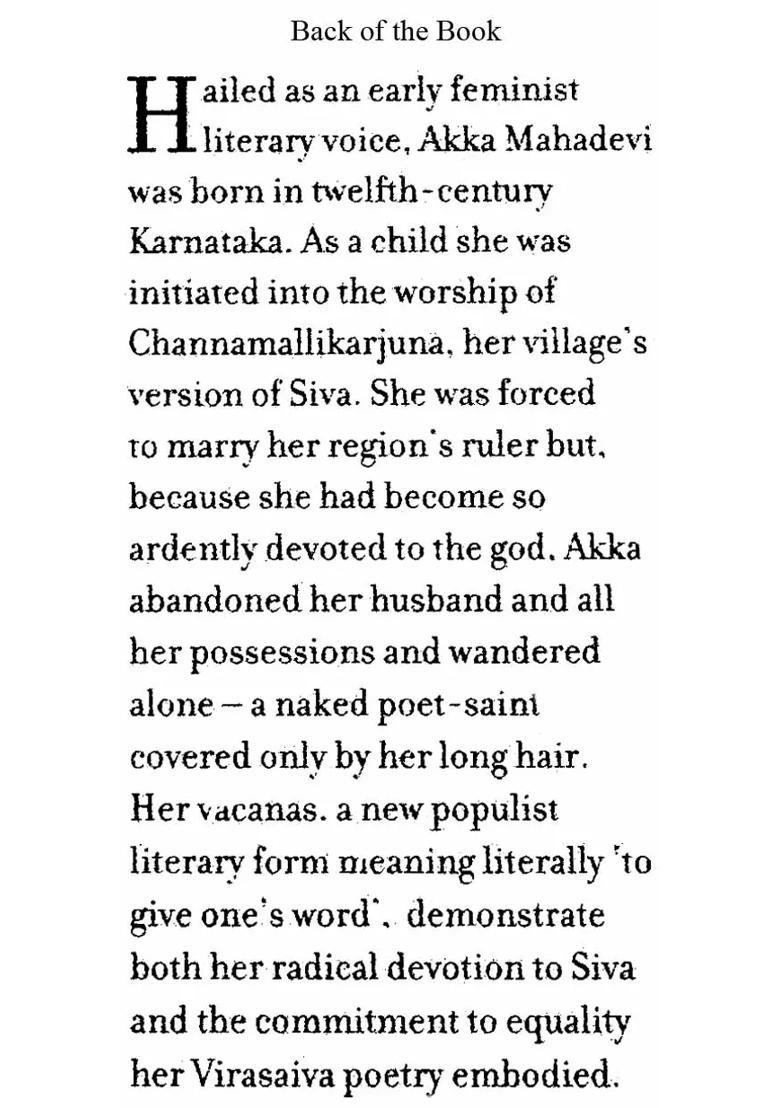 Songs For Siva Vacanas Of Akka Mahadevi - Indya