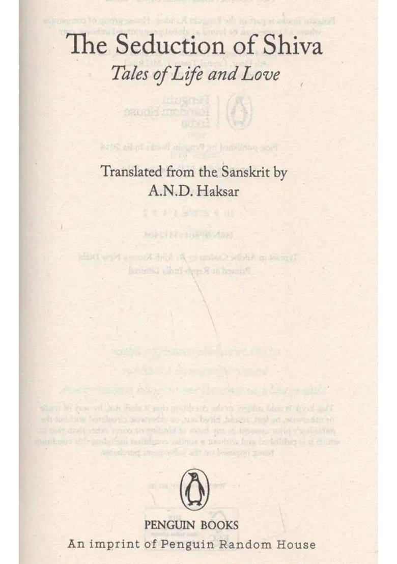 The Seduction Of Shiva- Tales Of Life And Love Penguin Classics - Indya