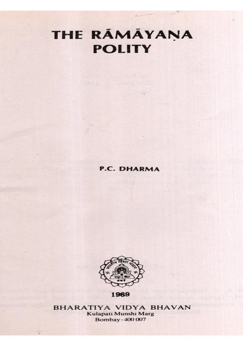 The Ramayana Polity An Old And Rare Book - Indya