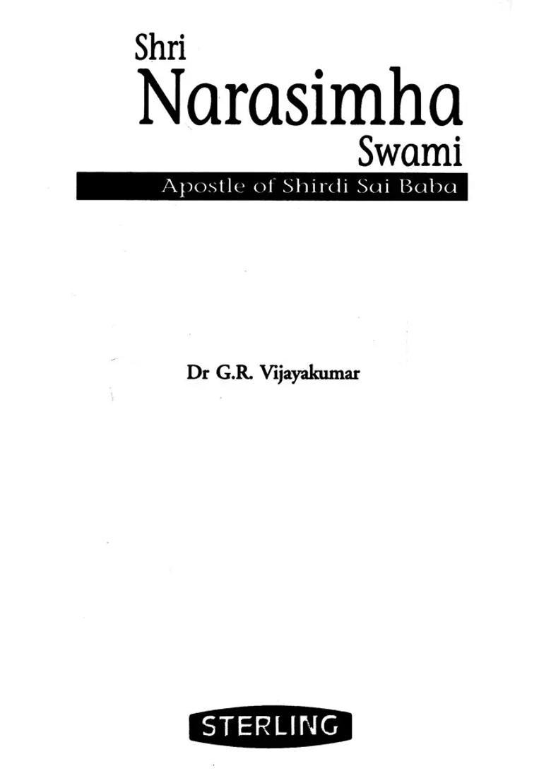 Sri Narasimha Swami Apostle Of Shirdi Sai Baba - Indya